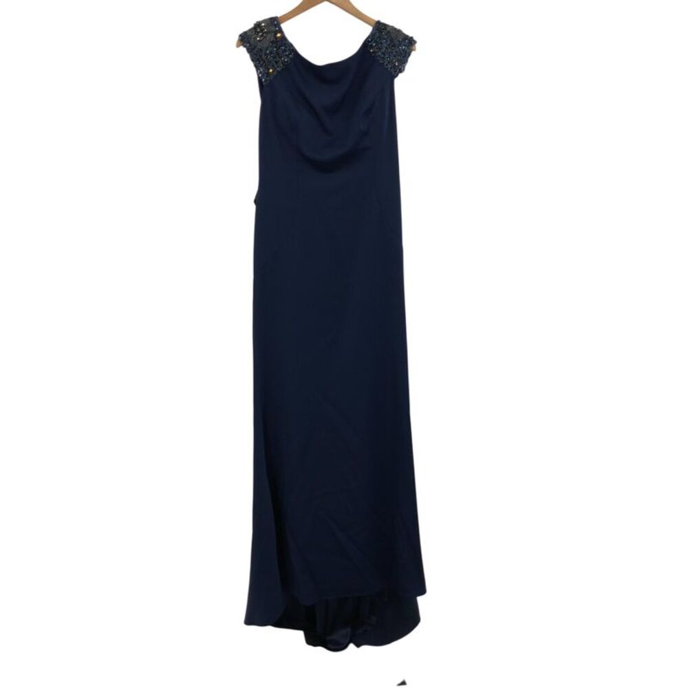 Marsoni By Colors Beaded Cowl Trumpet Gown Blue 12